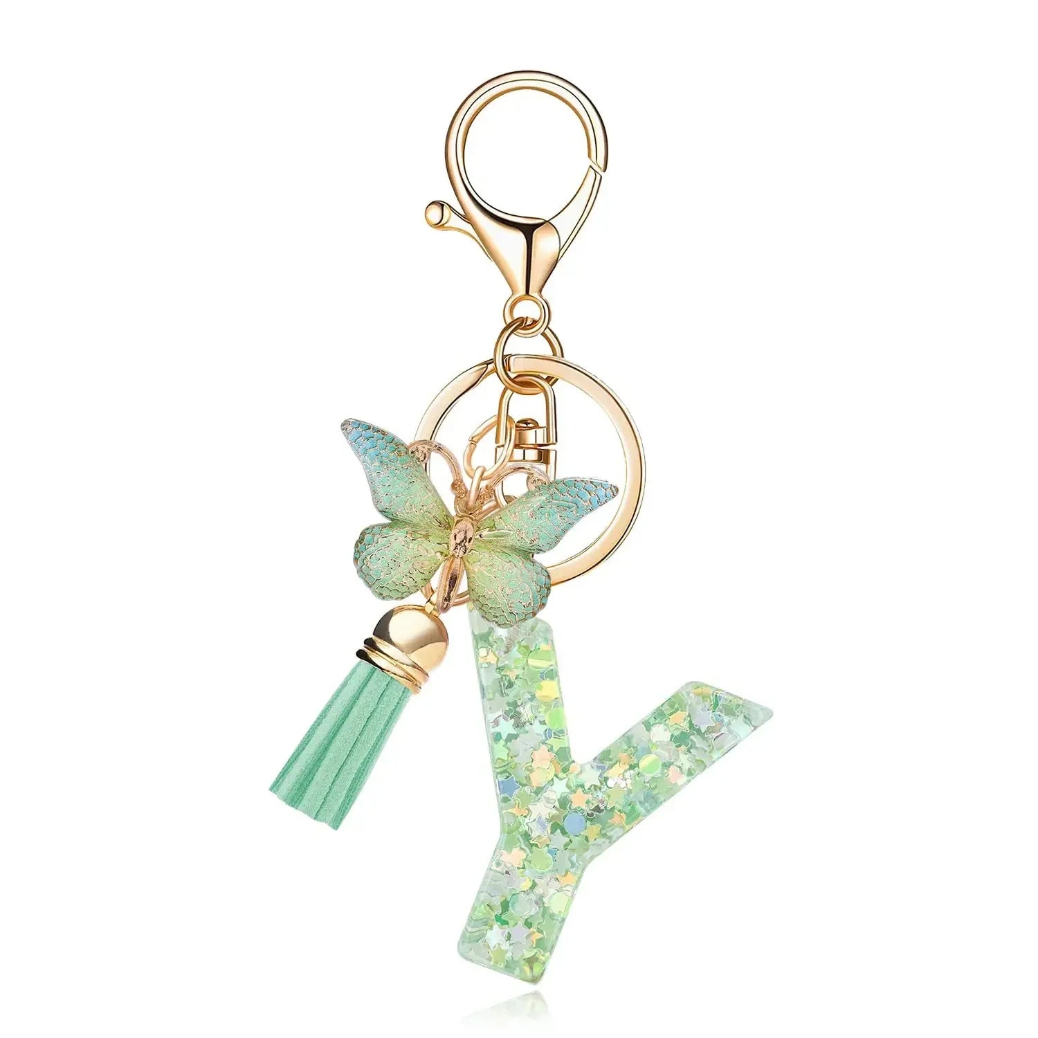 Green Butterfly Resin Keychain - Chic Gift Accessory