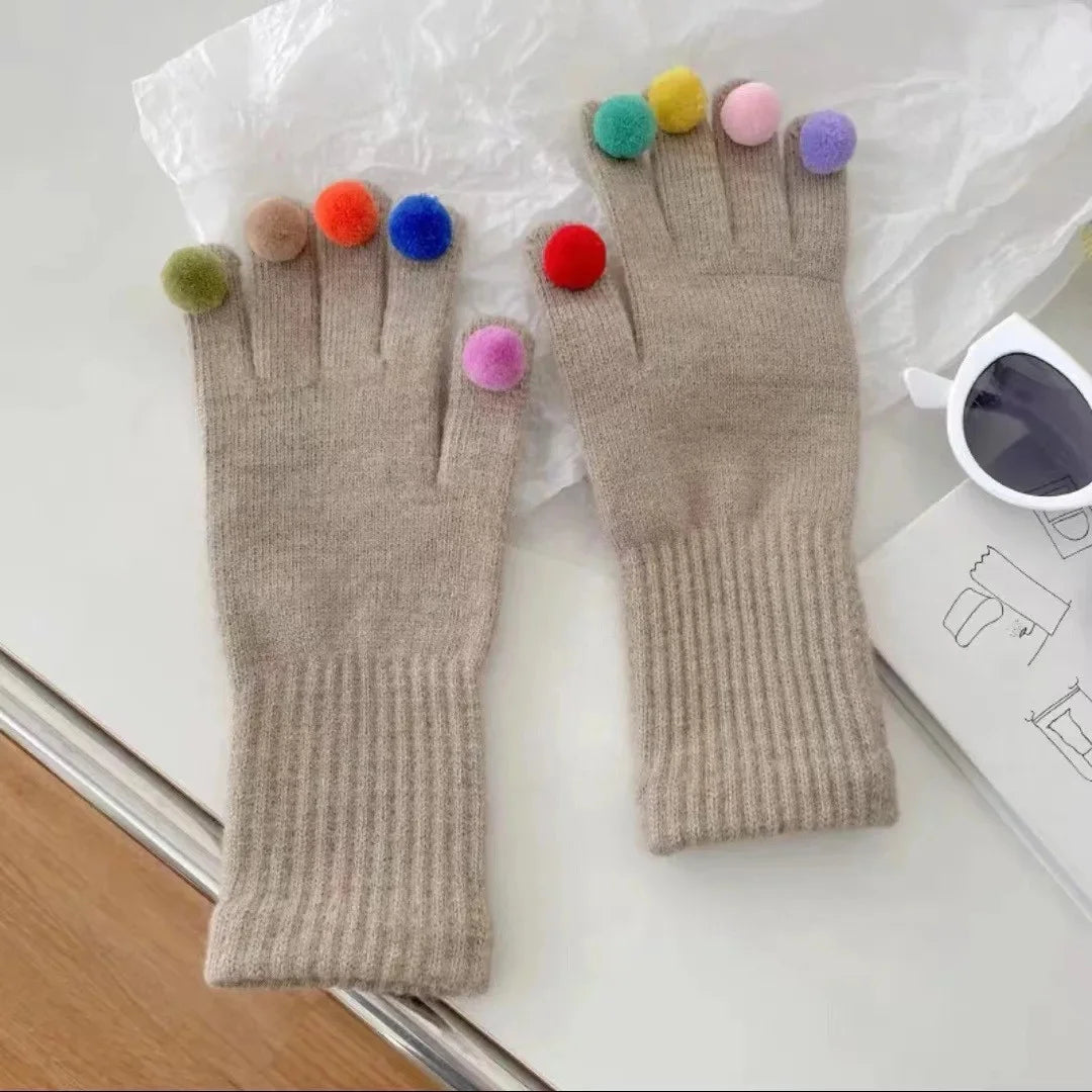 Gants Femme en Laine Éléguants avec Strass Blancs