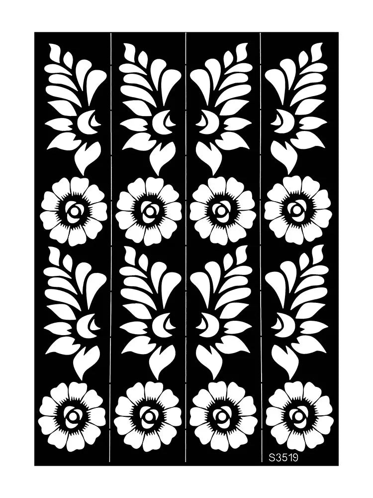 Pochoir Henné Fleurs - Tatouage Éphémère Réutilisable