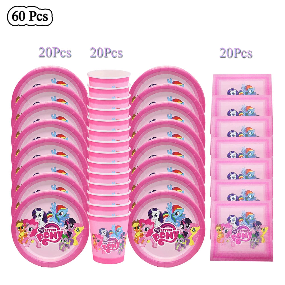 Ensemble Petit Poney Vaisselle Anniversaire Enfant