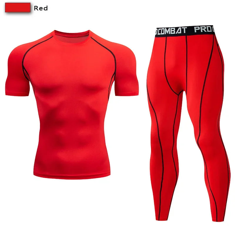 Élasticité Pro: Ensemble Sport Homme Compression 2 pièces
