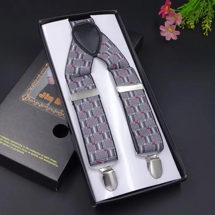 Chic Multicolor Clip Suspenders for Men - 3 Clips