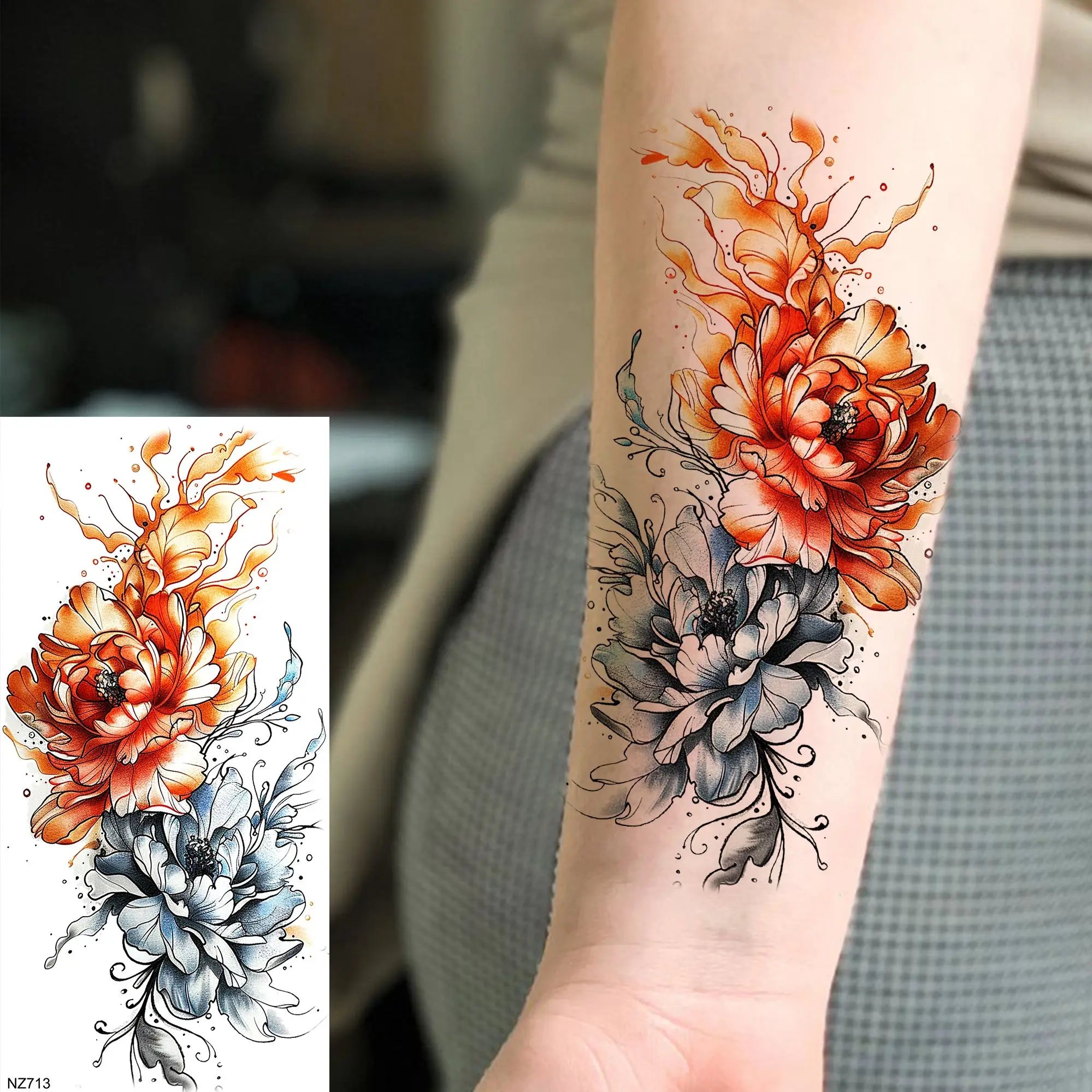 Tatouage Aquarelle Fleurs & Papillons - Femme Élégante