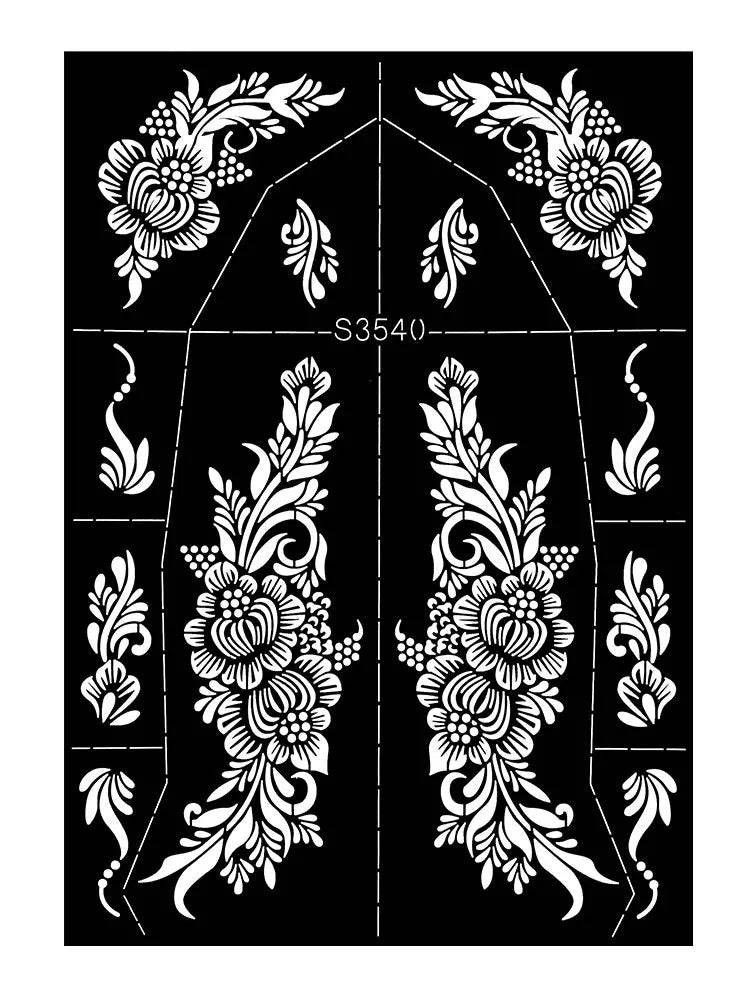 Pochoir Henné Fleurs - Tatouage Éphémère Réutilisable