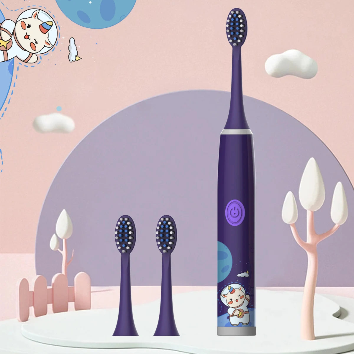 Cartoon Space Kids Electric Toothbrush & Soft Brush