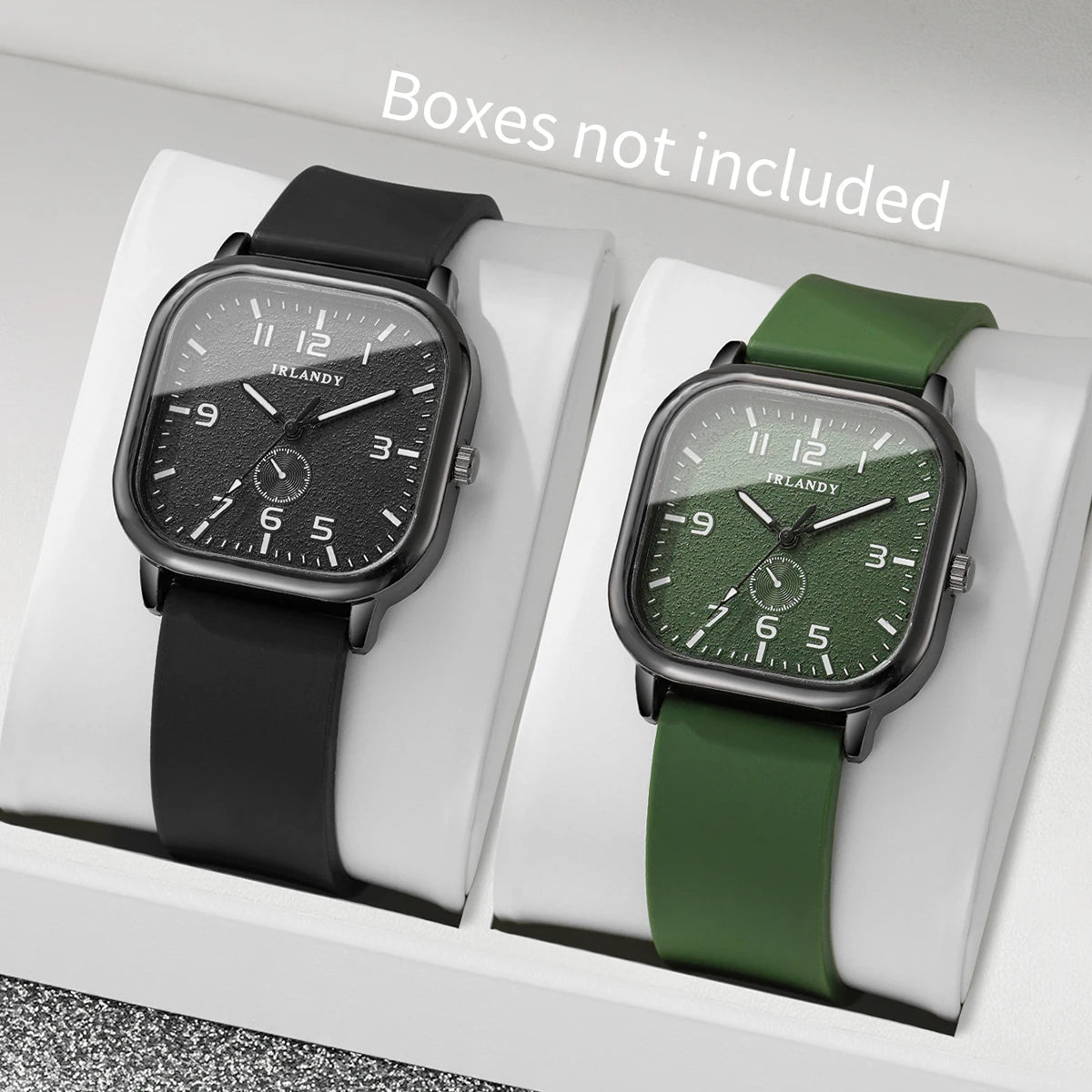 Montre Décontractée 2 Pièces Cadran Carré Silicorne