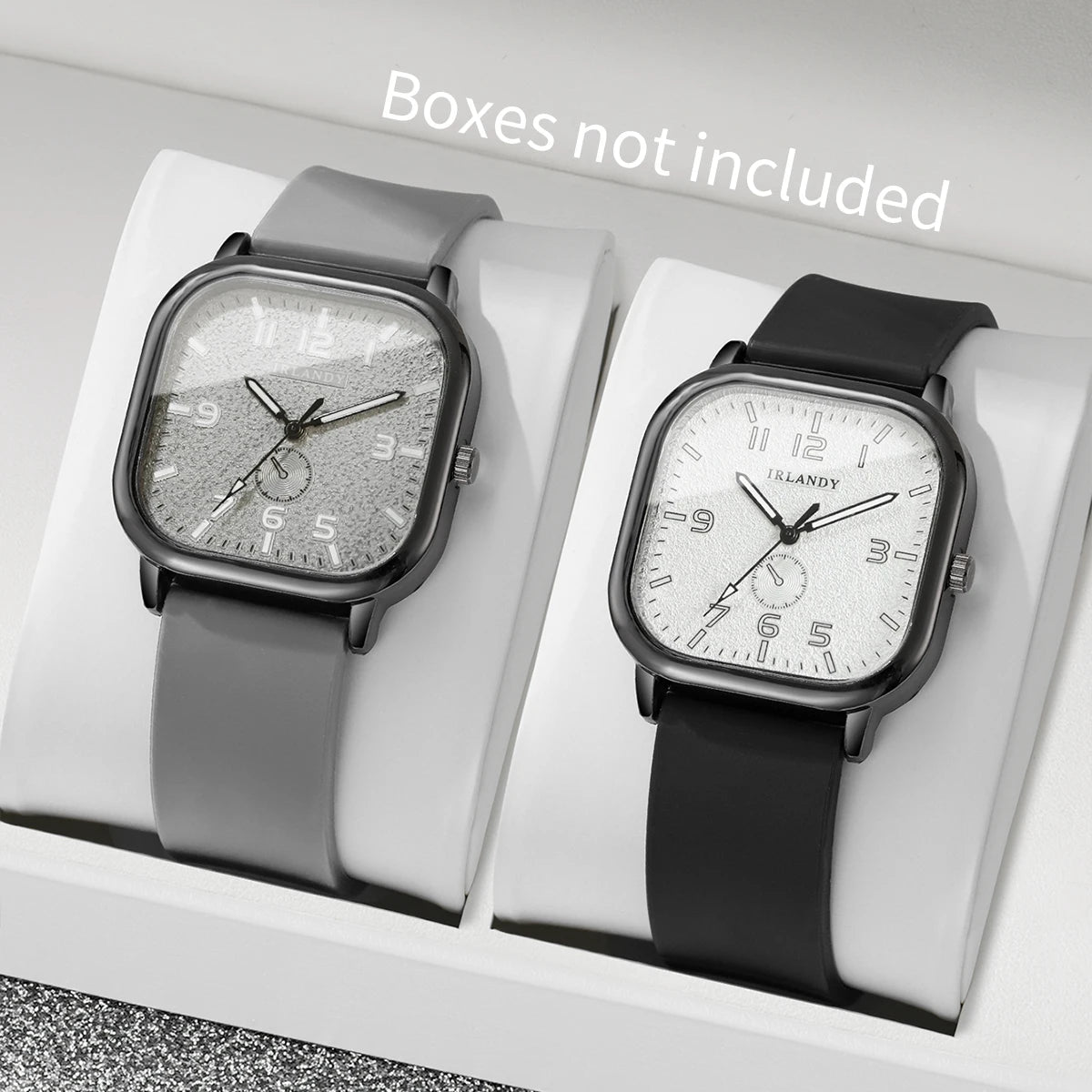 Montre Décontractée 2 Pièces Cadran Carré Silicorne