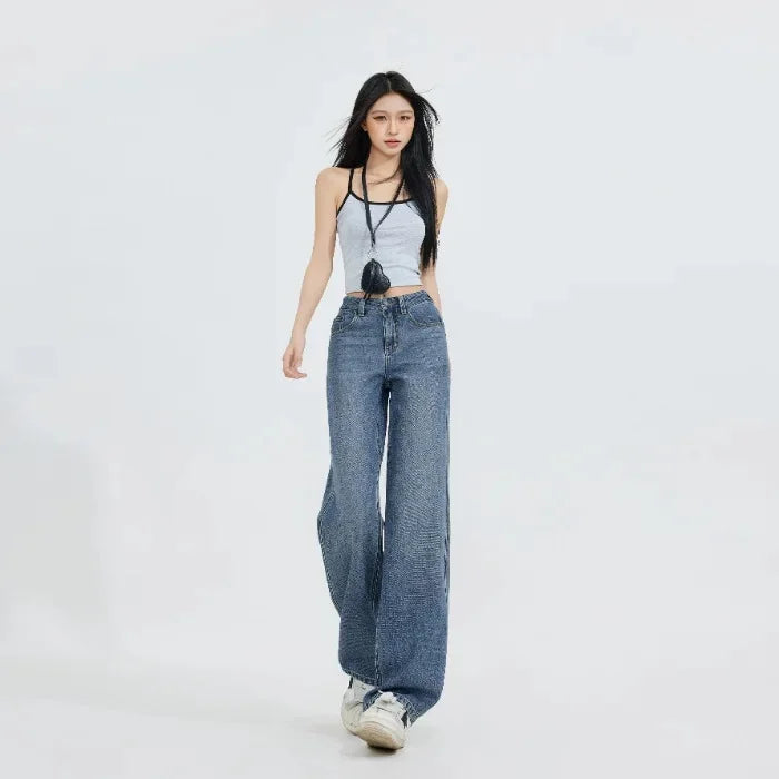 Jean Drapé Chic - Taille Haute, Jambe Droite 2025