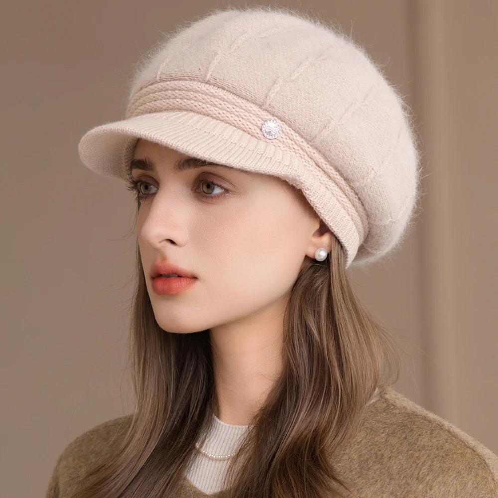 Chapeau Dandy Femme Hiver en Fourrure et Tricot