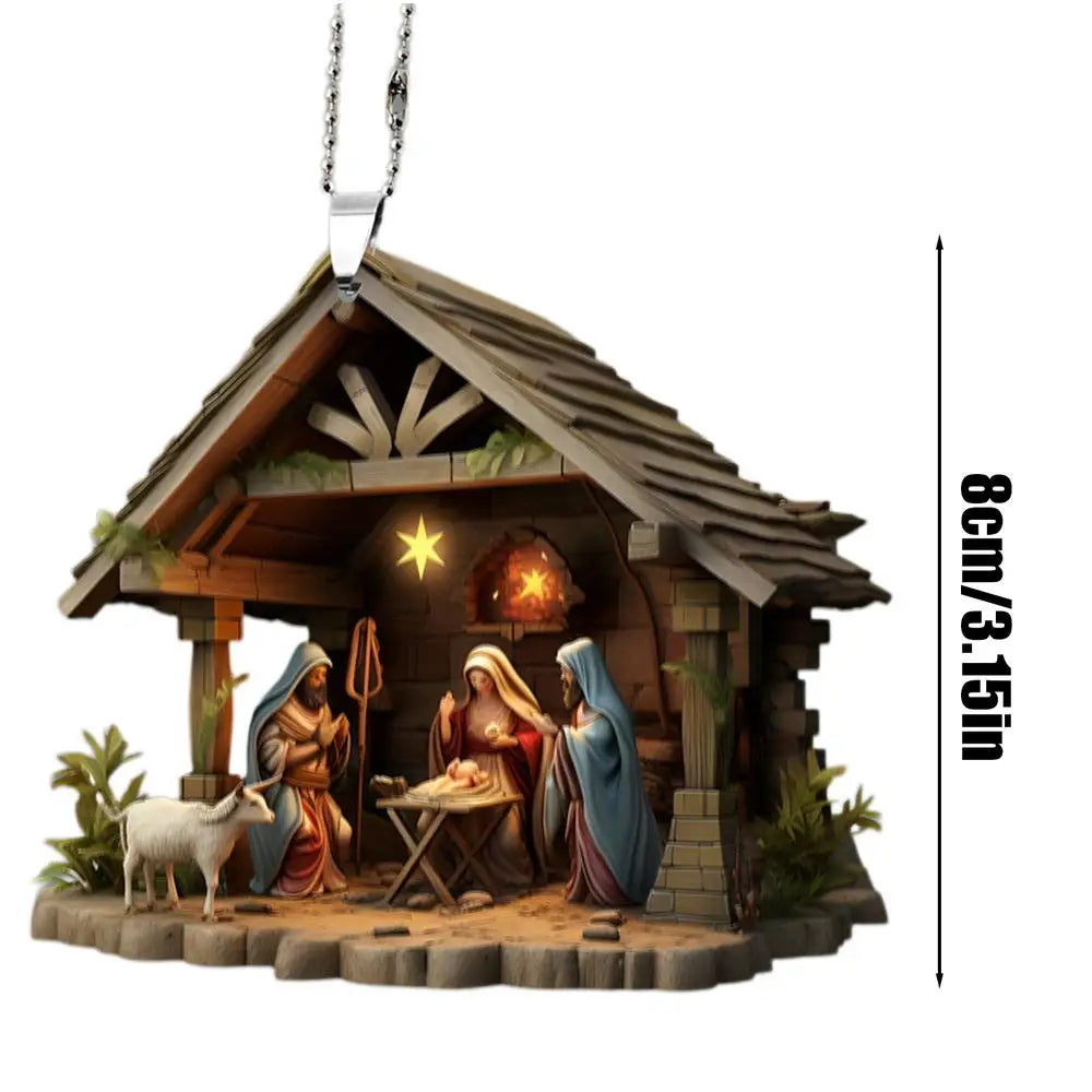 Nativity Scene Acrylic Pendant - Holiday Charm