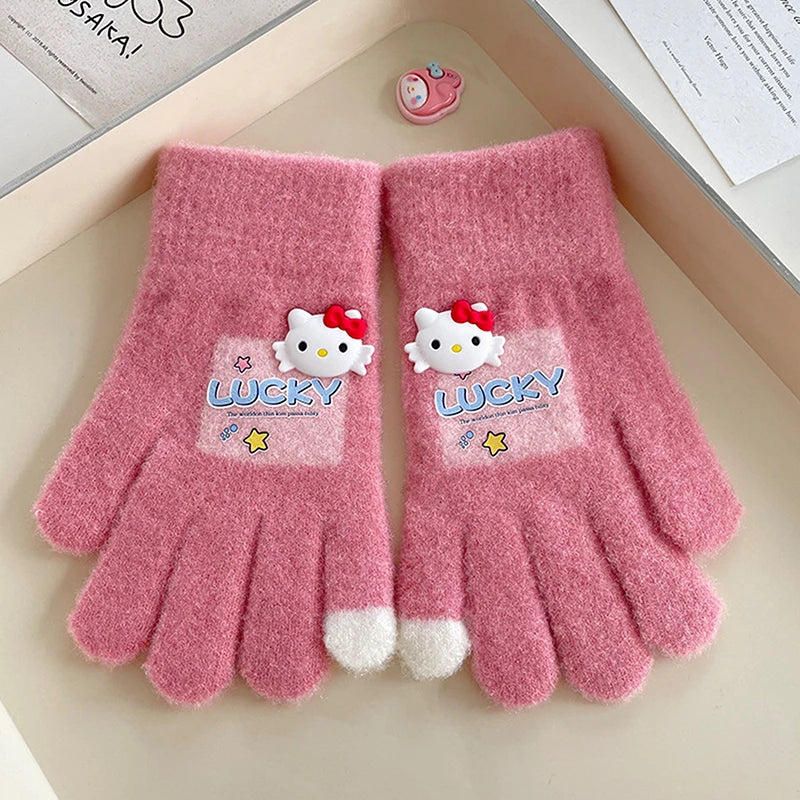 Gants Kawaii Hiver Kuromi & Hello Kitty