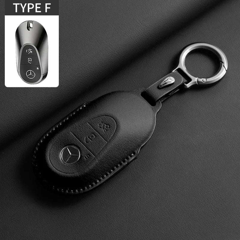 Luxury Leather Remote Key Case for Mercedes Models