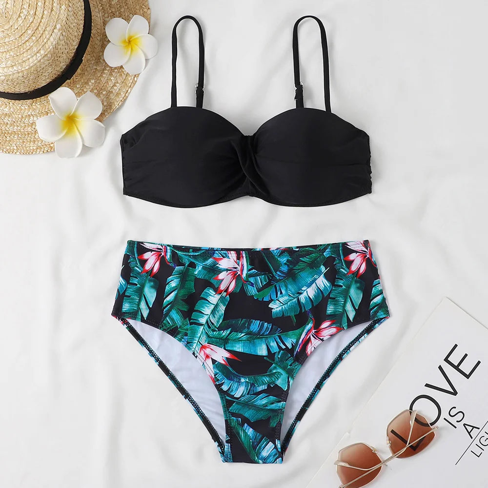 Floral Leopard Bikini Set - Summer Beach Vibes
