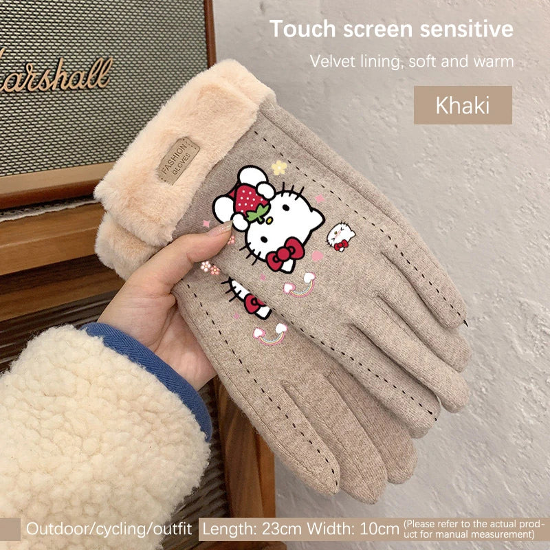 Gants Kawaii Hiver Kuromi & Hello Kitty
