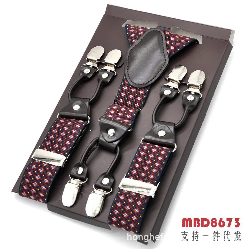 Adjustable 6-Clip Suspenders for Men & Women
