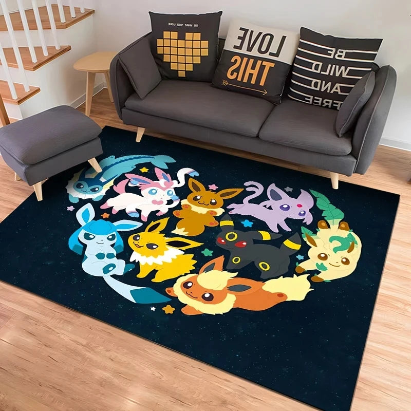 Pikachu & Eevee Plush Rug: Cozy Anime Home Decor