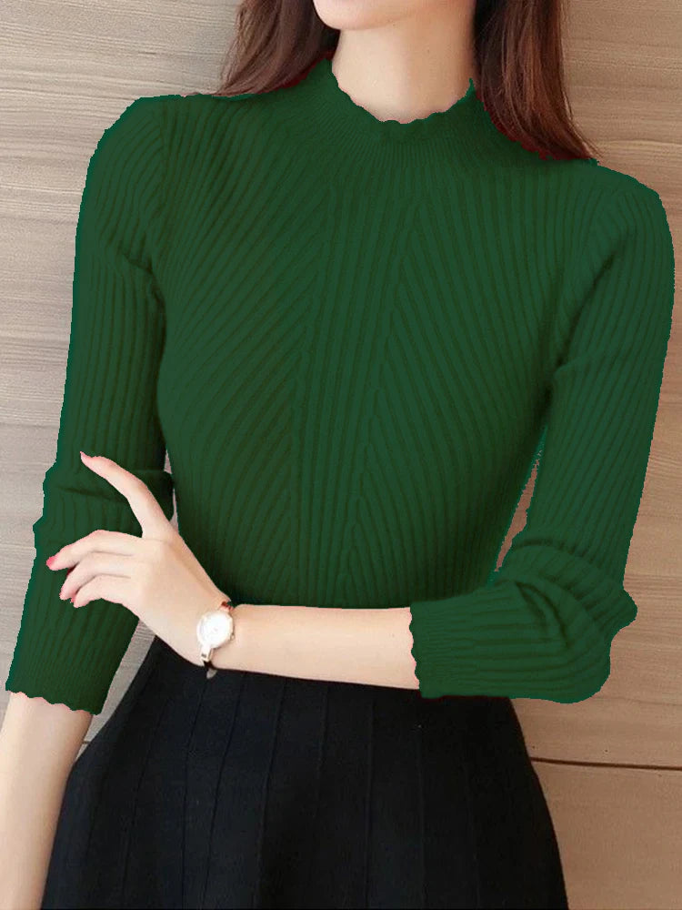 Pull Volants Chic - Col Montant Femme Automne Hiver