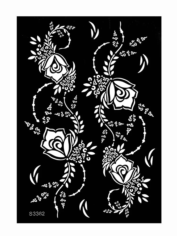 Pochoir Henné Fleurs - Tatouage Éphémère Réutilisable