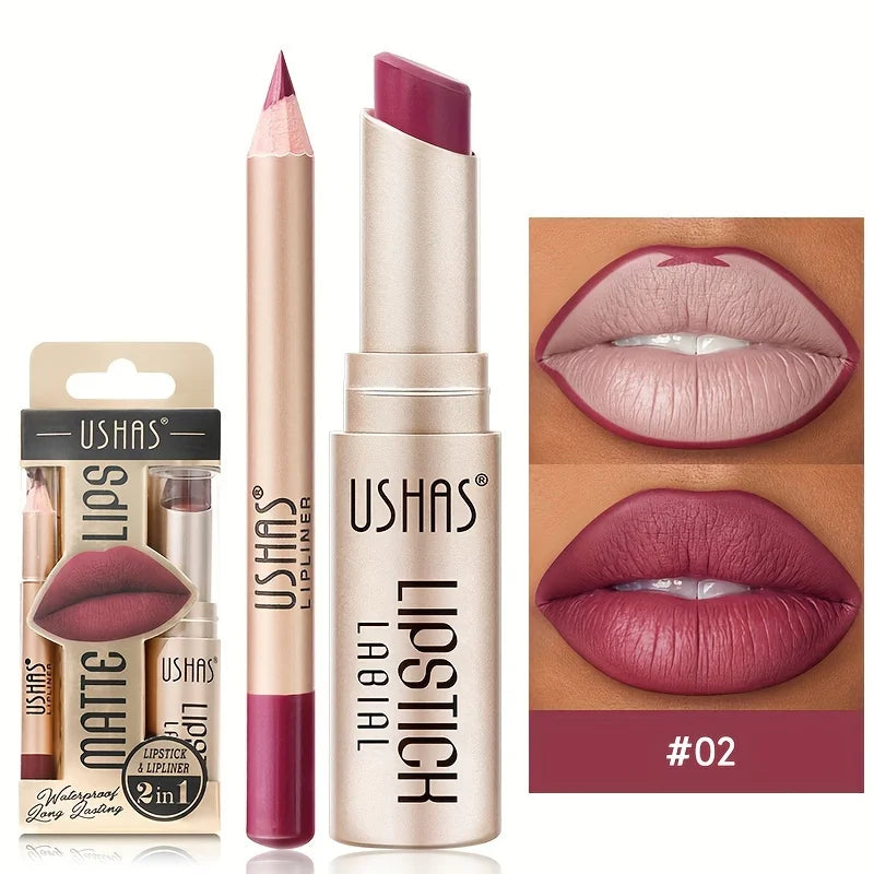 USHAS Waterproof Lipstick Set - Long-Lasting Color