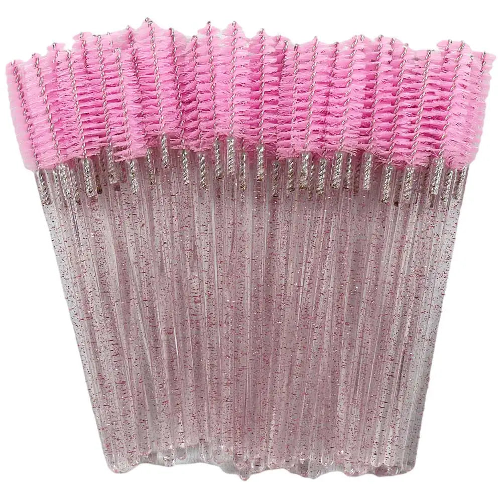 Brosses à cils colorées - 50 pièces en combo scintillant
