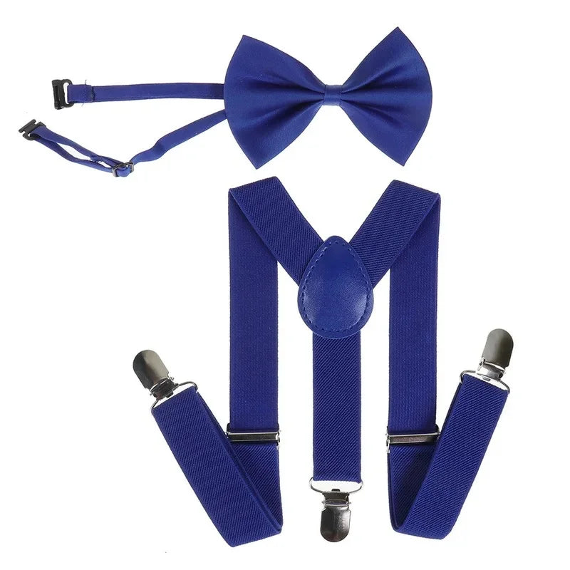 Red Y-Shape Suspenders with Bow Tie Set for Kids