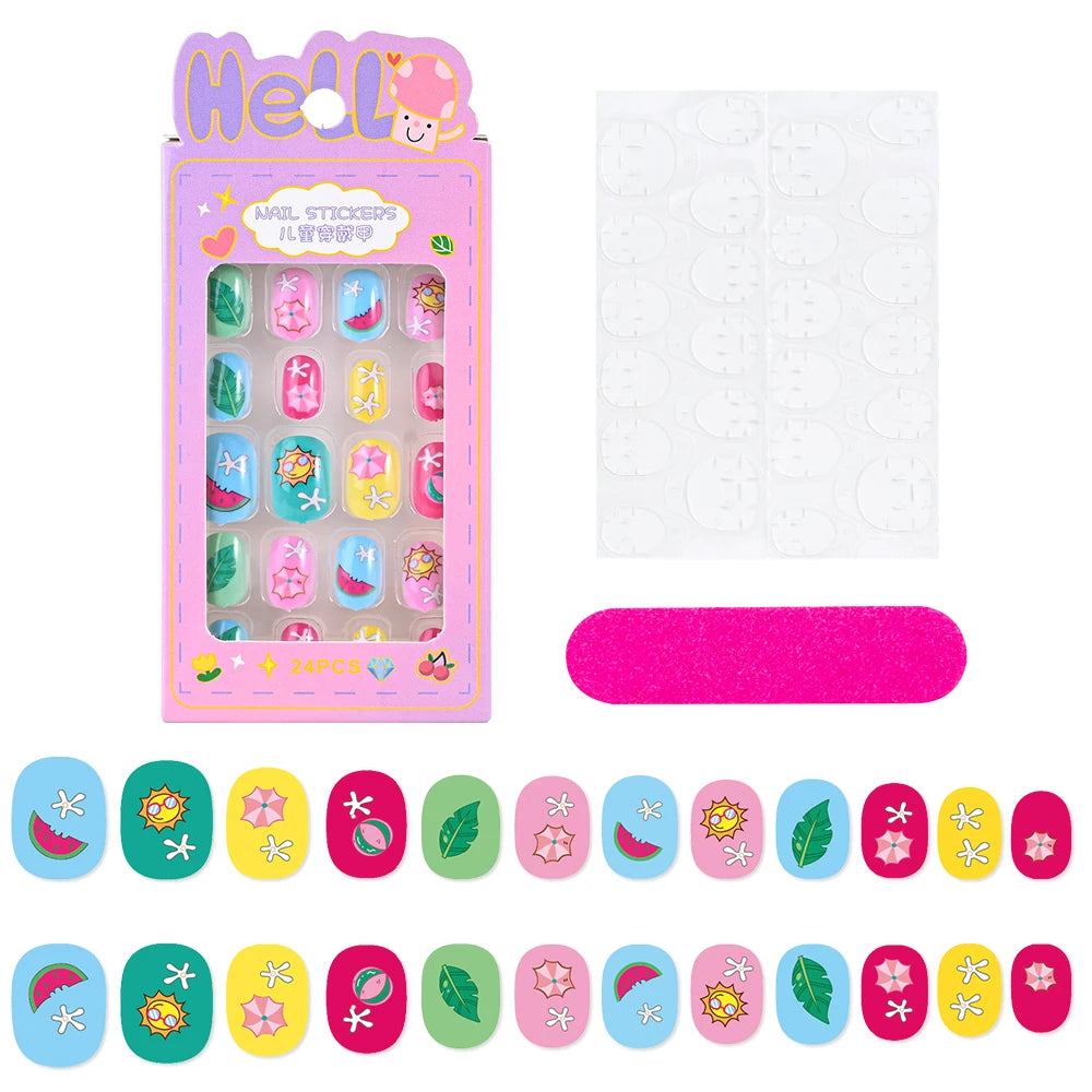 Kawaii Ongles Enfants - 24 Pièces Mignonnes