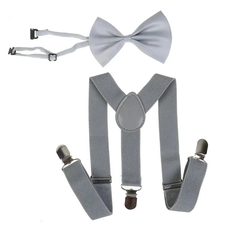 Red Y-Shape Suspenders with Bow Tie Set for Kids