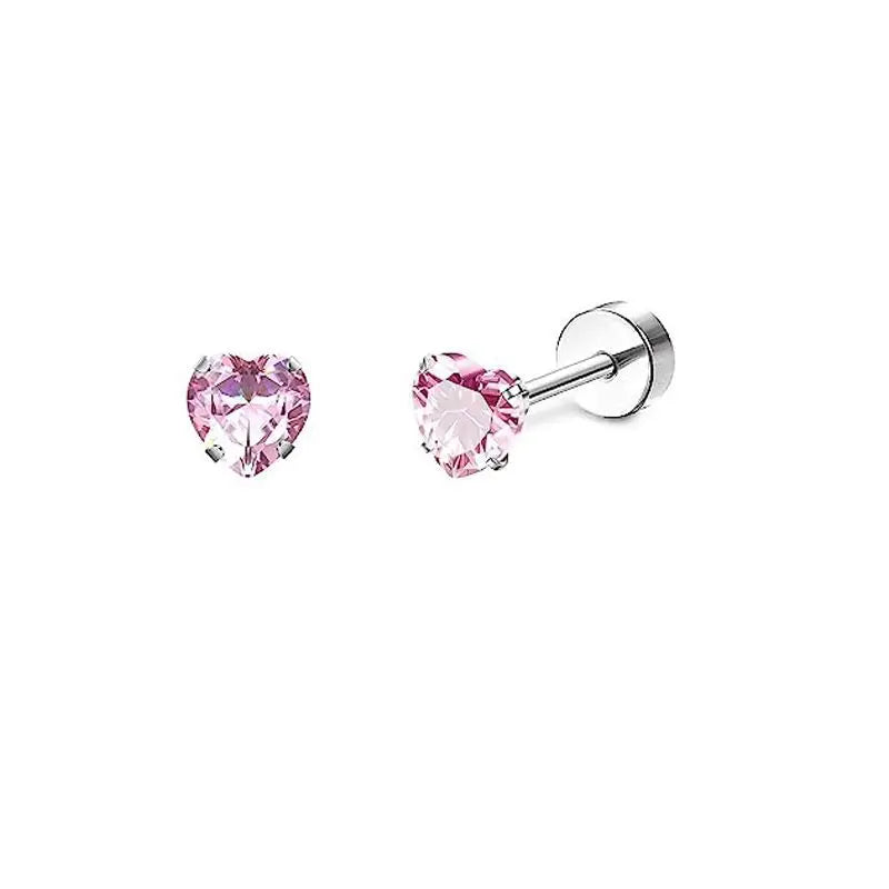 Boucles d'oreilles Lune Cœur en Acier Inoxydable