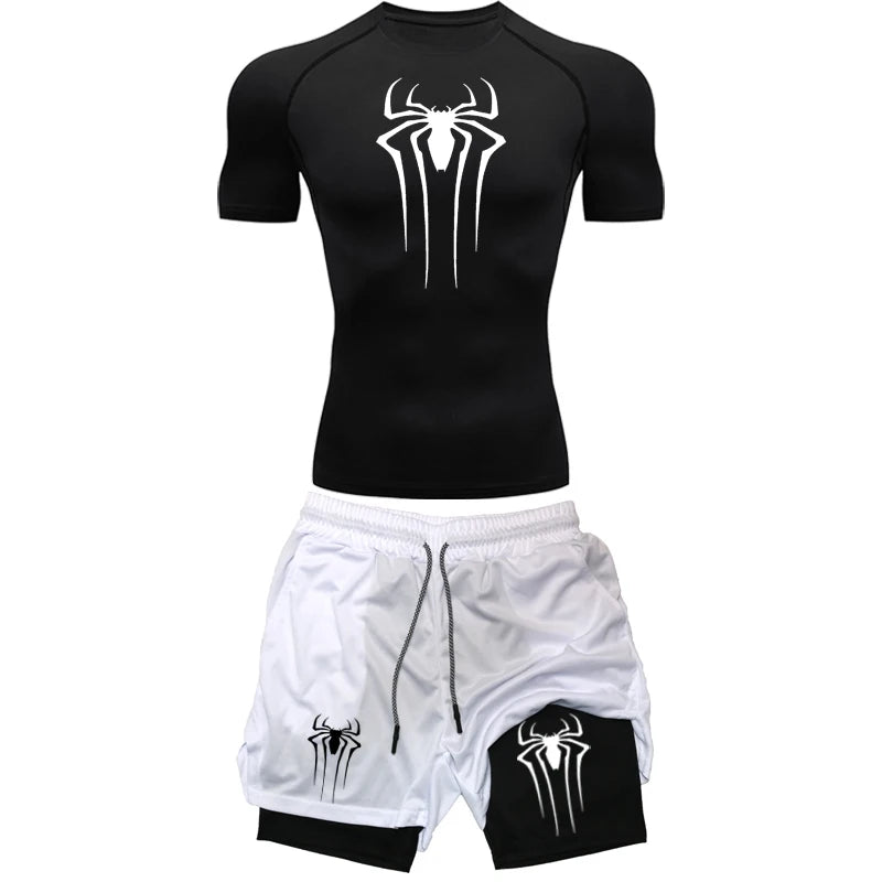 Ensemble Sport Homme Compression Araignée Séchage Rapide