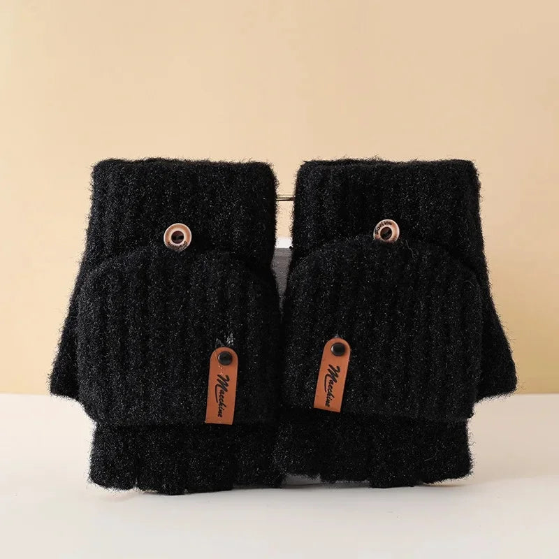 Gants demi-doigts en peluche pour l'hiver actif