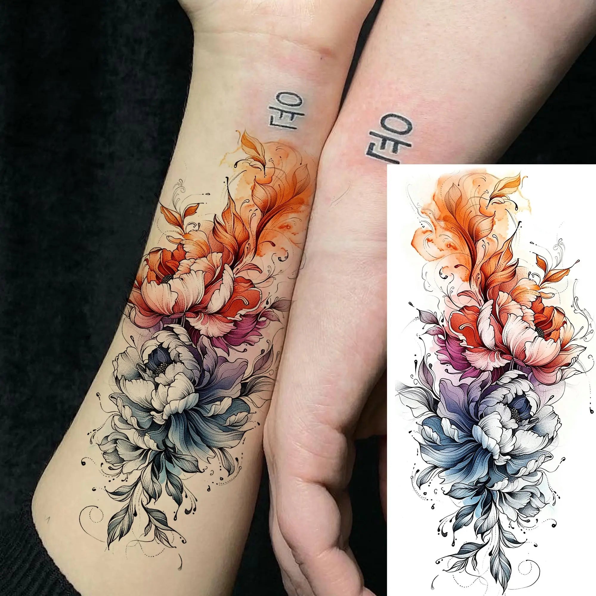 Tatouage Aquarelle Fleurs & Papillons - Femme Élégante