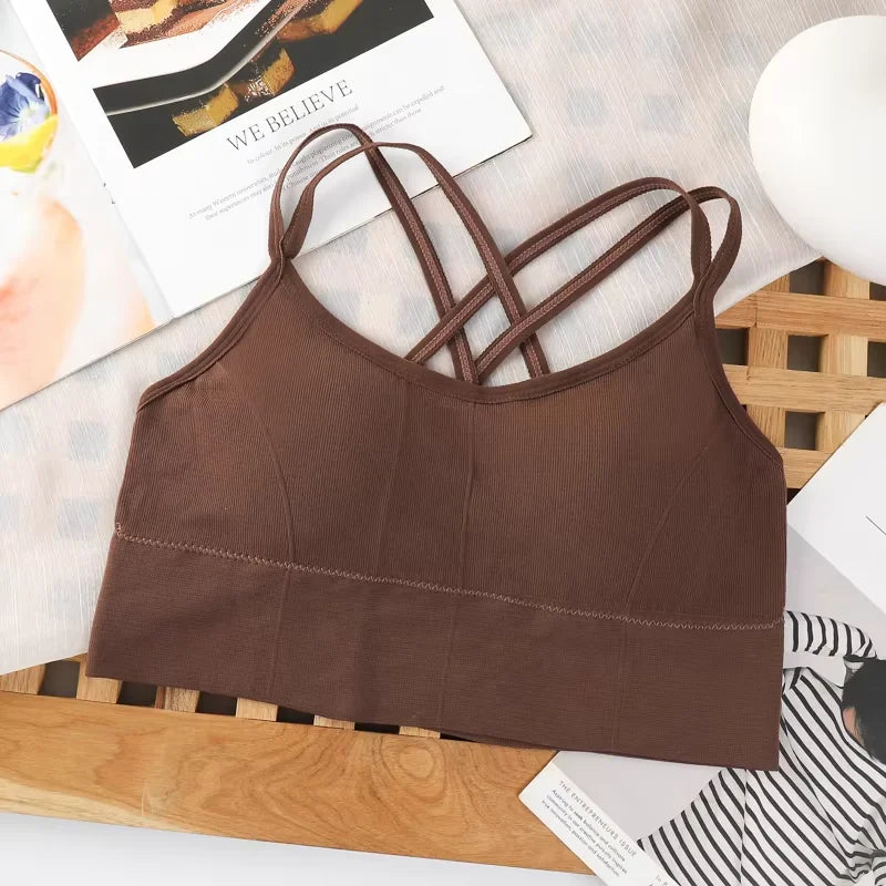 Débardeur Sport Femme Dos Croisé Push Up Respirable