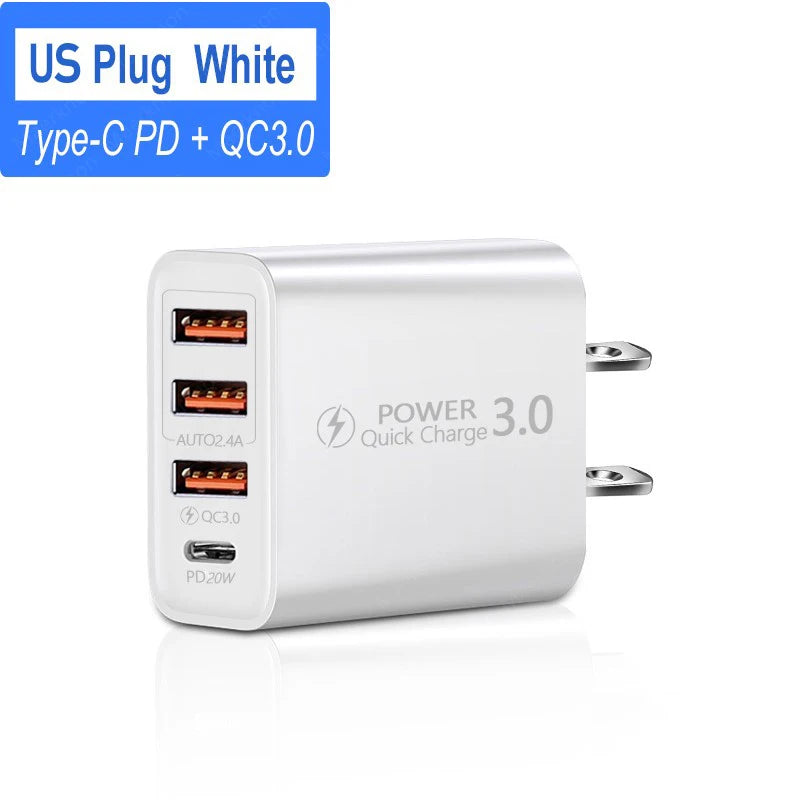 Chargeur USB C 60W - 4 Ports Rapide Universel