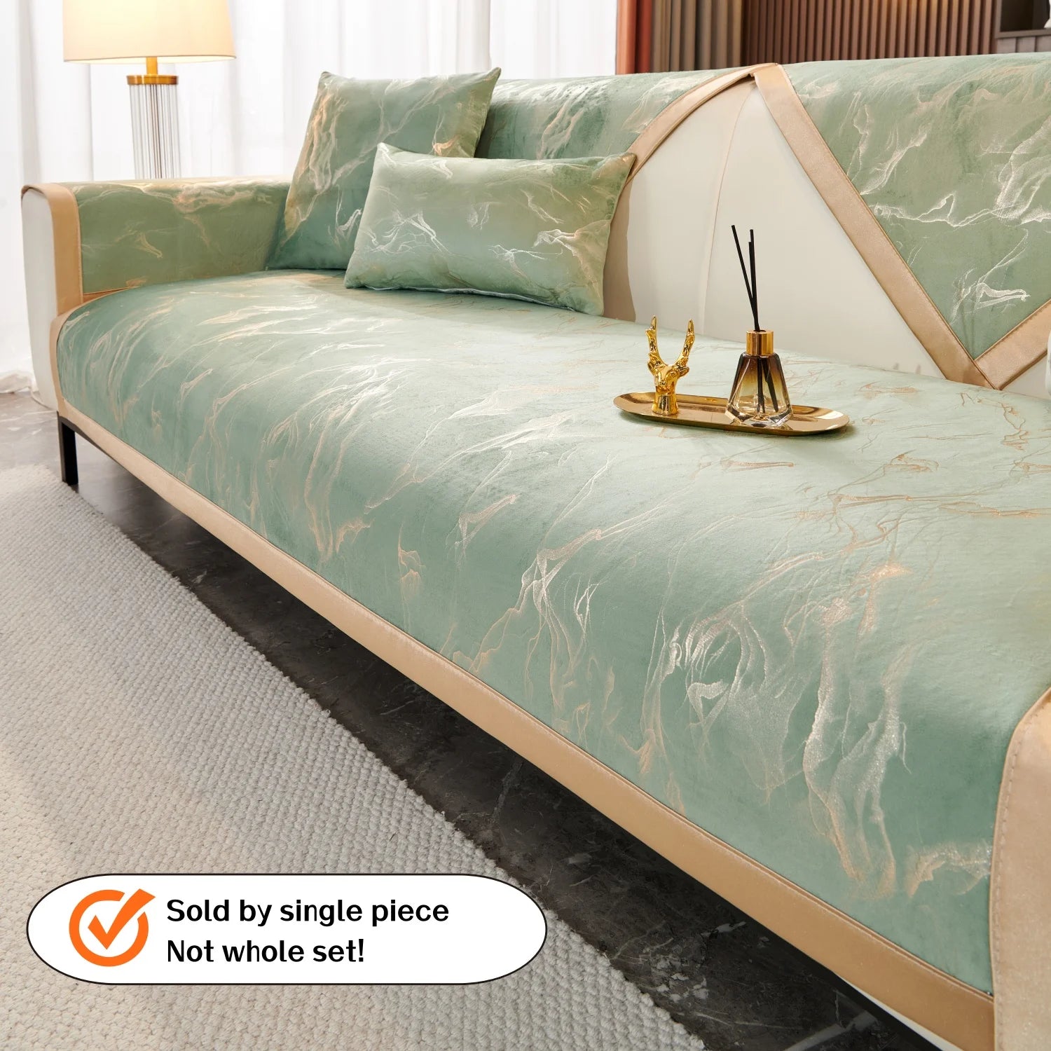 Velours Doré Antidérapant Housse Canapé 4 Saisons