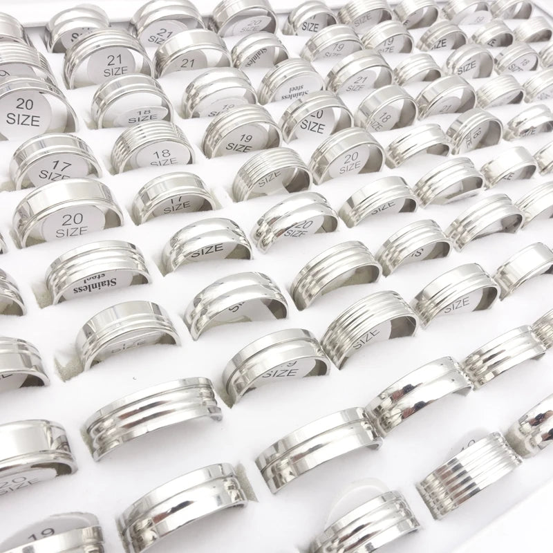 20-Piece Unisex Stainless Steel Ring Set - Trendy Mix