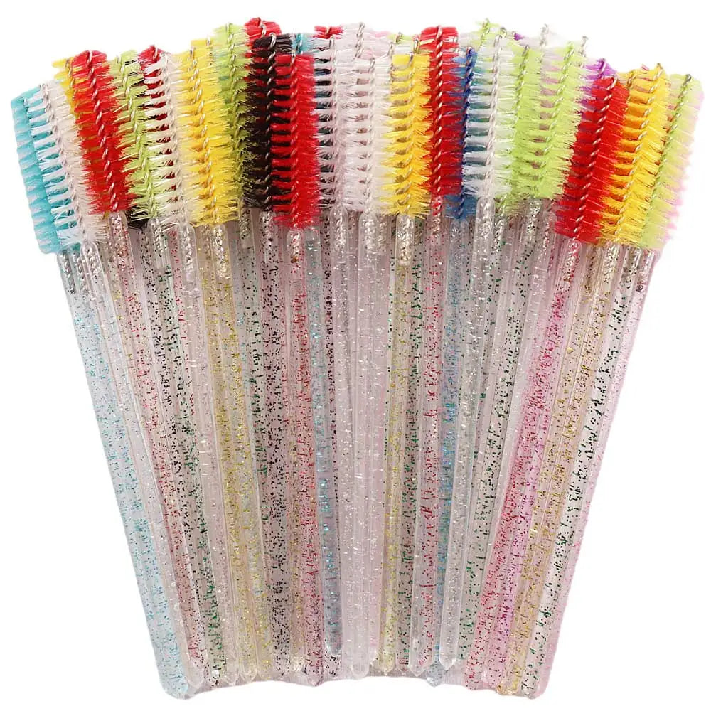 Brosses à cils colorées - 50 pièces en combo scintillant