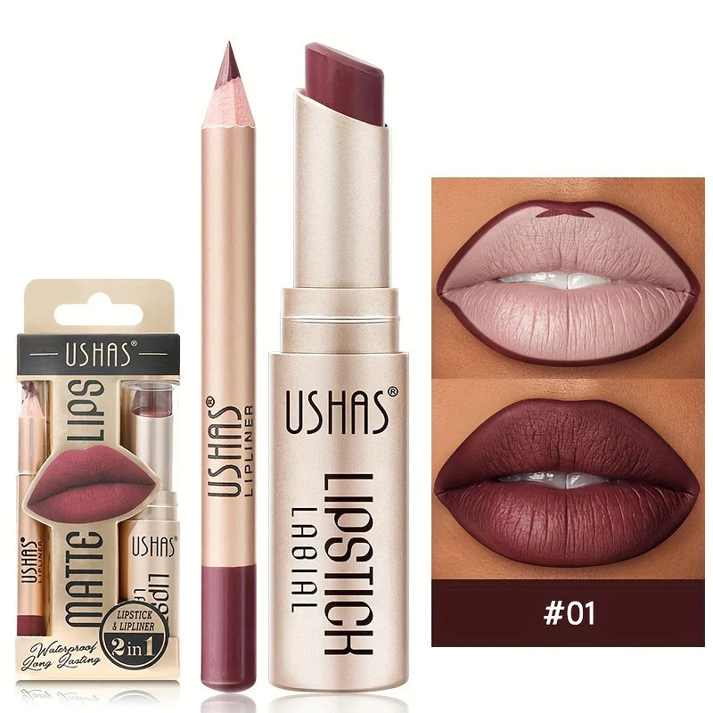 USHAS Waterproof Lipstick Set - Long-Lasting Color