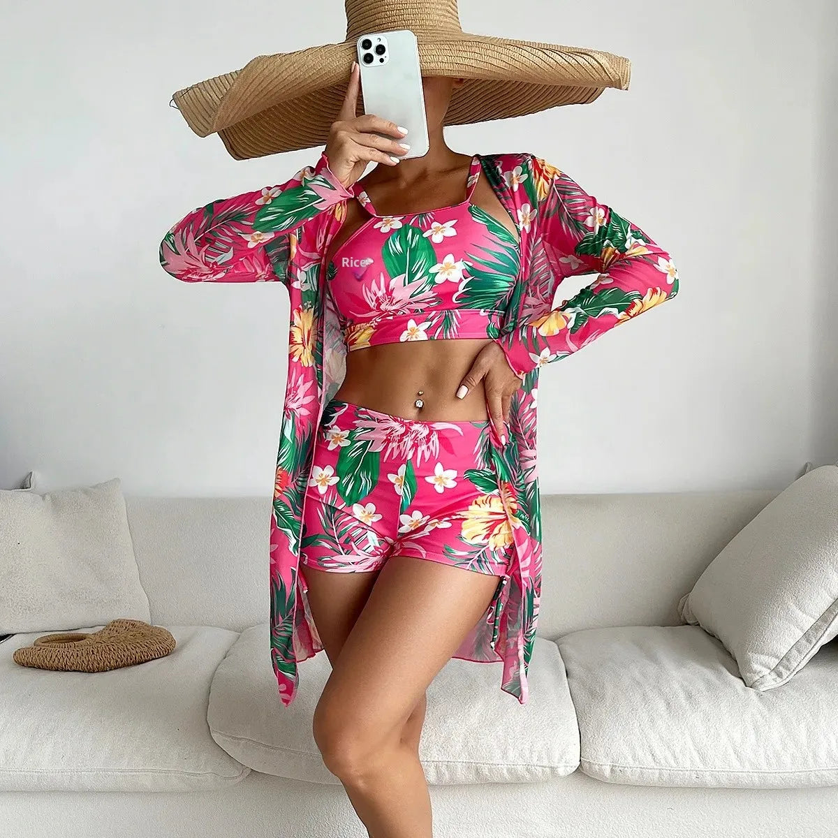 Chic Colorful 3-Piece Women's Bikini Set