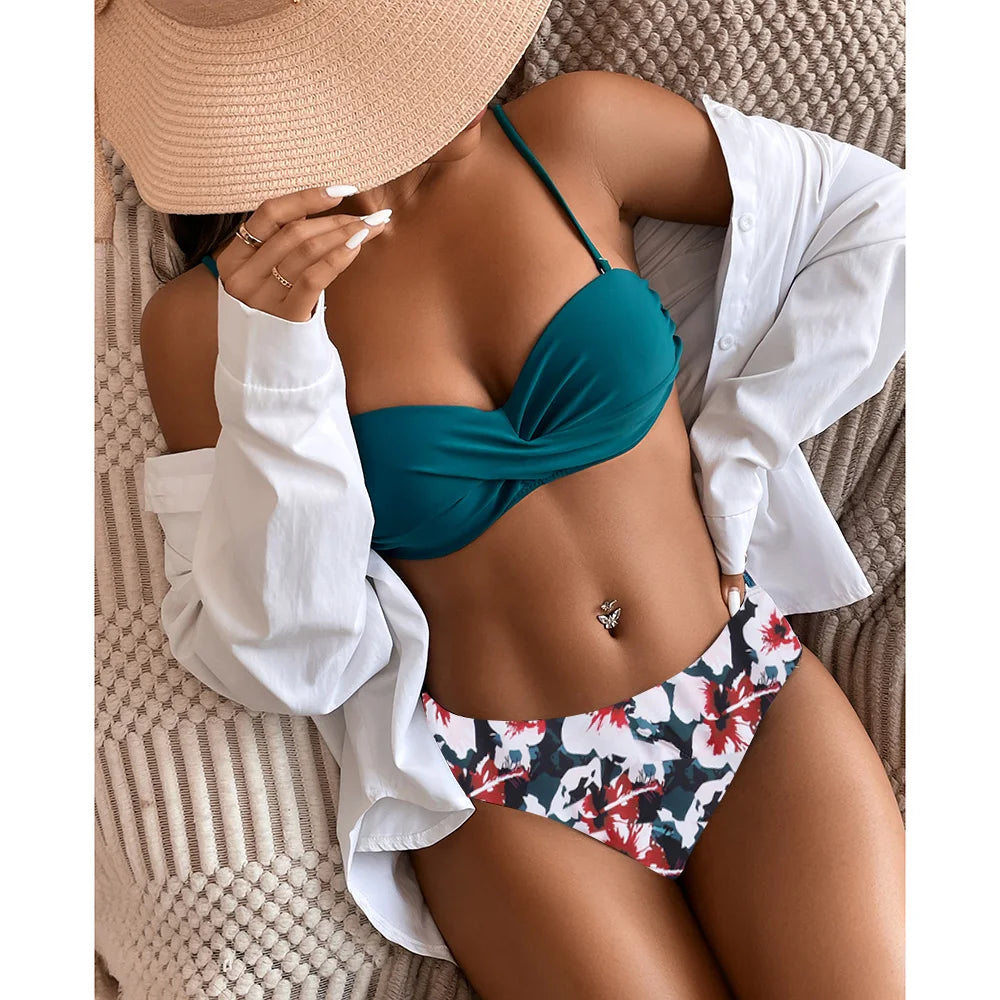 Floral Leopard Bikini Set - Summer Beach Vibes