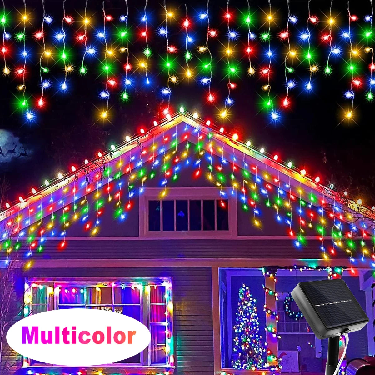 SolarGlow Icicle Lights: 8 Modes, 96/162 LEDs, Outdoor
