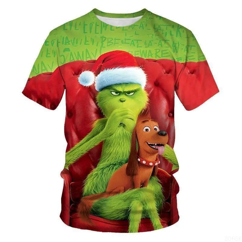 T-shirt Monstre de Noël 3D pour Enfants en Vert