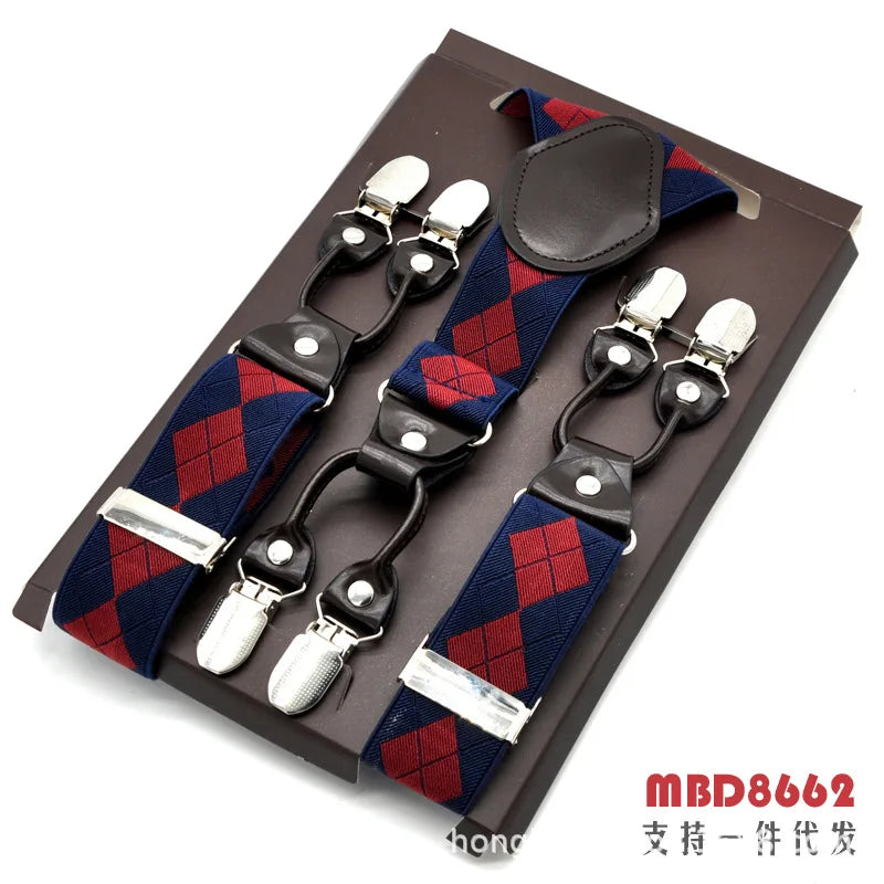 Adjustable 6-Clip Suspenders for Men & Women