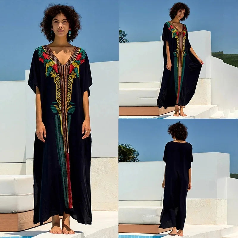 Robe de Plage Élégante en Coton Brodé - Confort Total