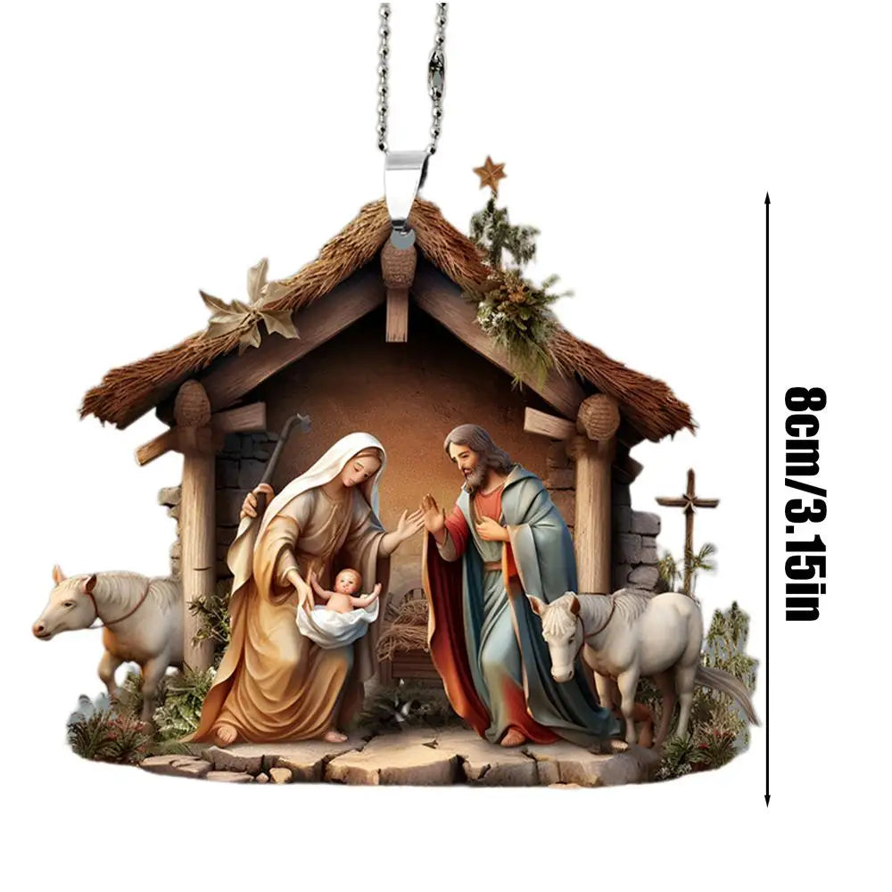 Nativity Scene Acrylic Pendant - Holiday Charm