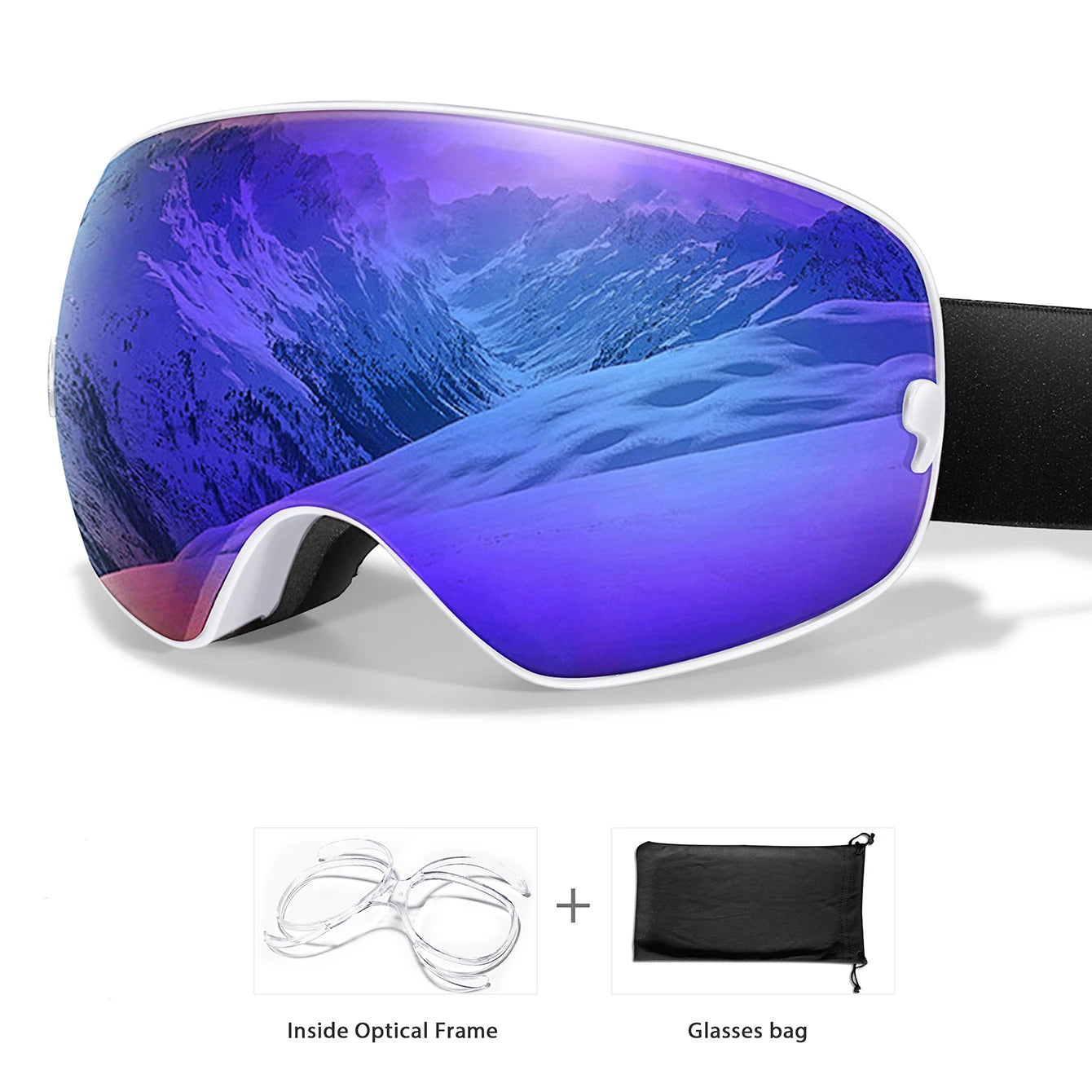 Lunettes Ski UV400 Anti-buée Mixte + Sac Offert