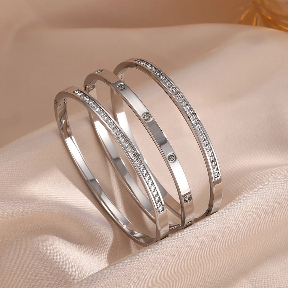 Bracelet Empilé Éclat en Acier Inoxydable - Femme