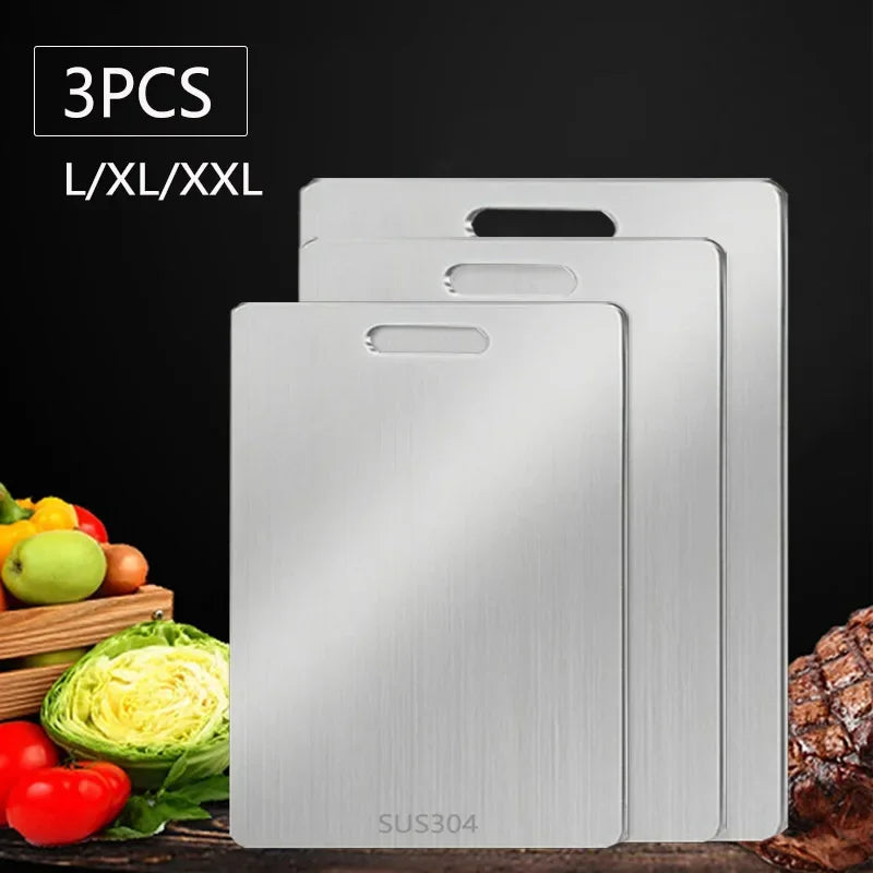 Stainless Steel Double-Sided Chopping Board Set