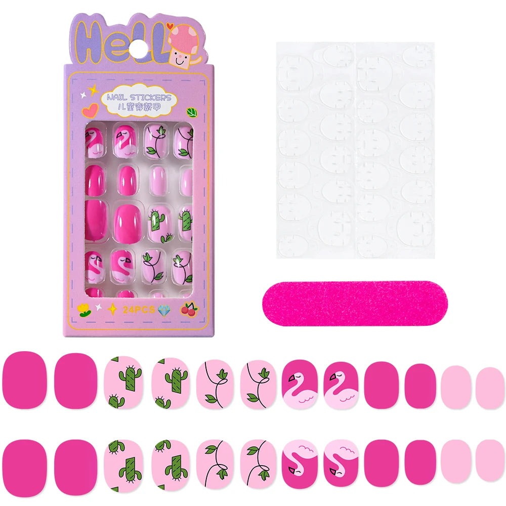 Kawaii Ongles Enfants - 24 Pièces Mignonnes