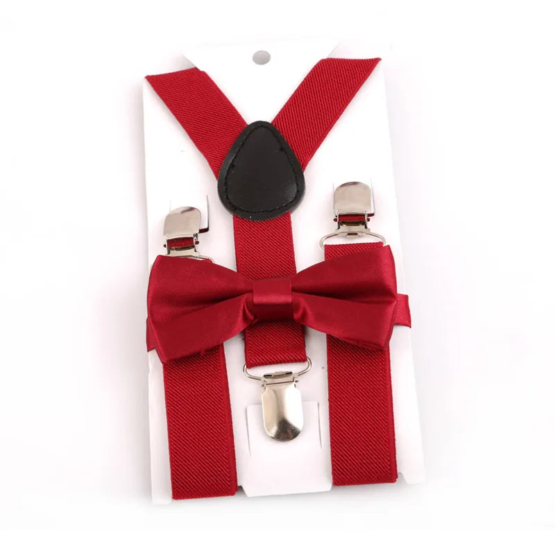 Kids' Clip-On Colorful Suspenders with Bowtie