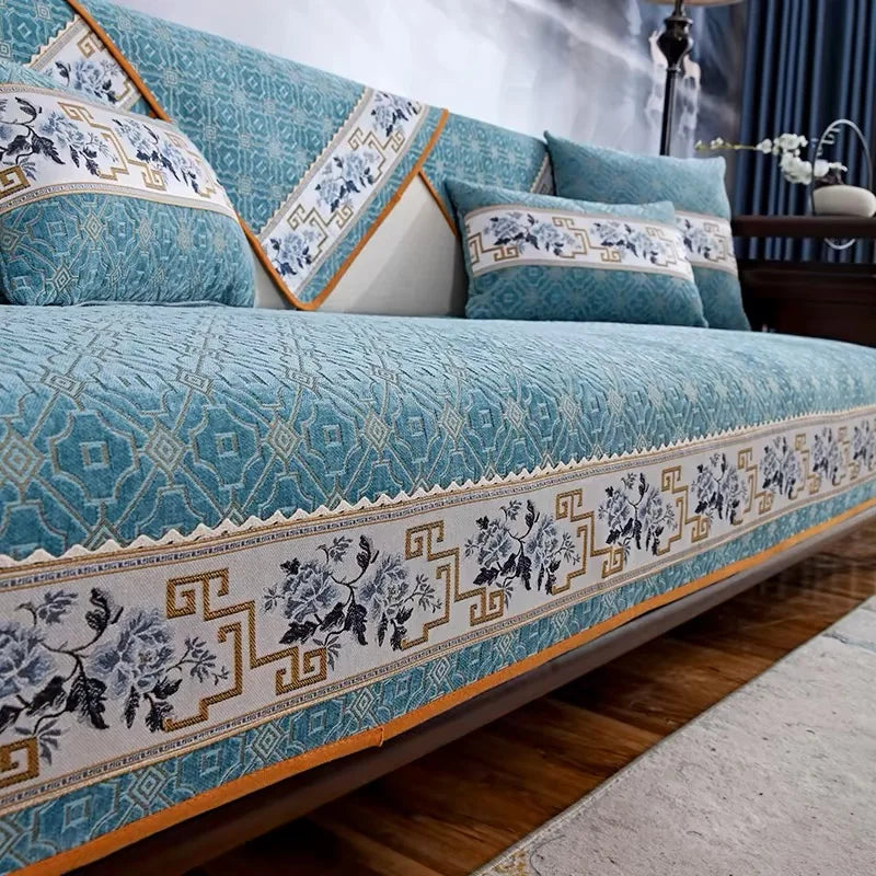 Housse Canapé Géométrique Jacquard Antidérapante 4S